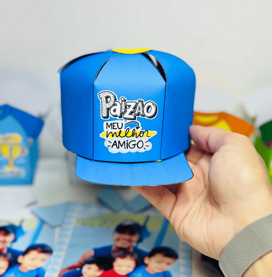 Porta bombons boné azul com estampa Paizão meu melhor amigo
